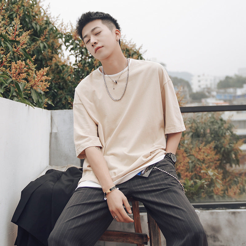Tシャツ メンズ  韓国 ファッション ビッグシルエット 半袖 無地 おしゃれ ビッグtシャツ オルチャンファッション 綿100％ コットン おうちコーデ ニュートラルカラ