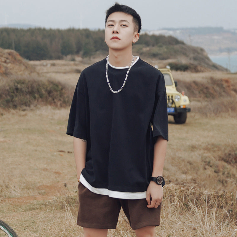 Tシャツ メンズ  韓国 ファッション ビッグシルエット 半袖 無地 おしゃれ ビッグtシャツ オルチャンファッション 綿100％ コットン おうちコーデ ニュートラルカラ