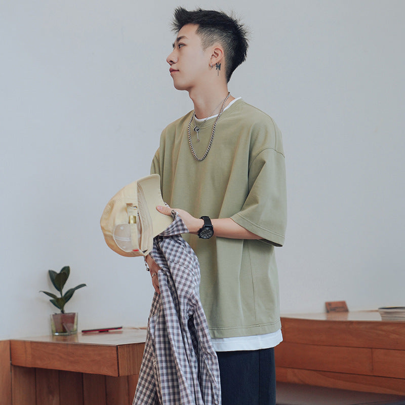 Tシャツ メンズ  韓国 ファッション ビッグシルエット 半袖 無地 おしゃれ ビッグtシャツ オルチャンファッション 綿100％ コットン おうちコーデ ニュートラルカラ