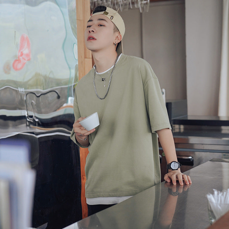 Tシャツ メンズ  韓国 ファッション ビッグシルエット 半袖 無地 おしゃれ ビッグtシャツ オルチャンファッション 綿100％ コットン おうちコーデ ニュートラルカラ